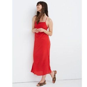 Madewell Silk Cross-Back Slip Midi Dress